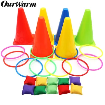 

OurWarm Fiesta Themed Party 3 in 1 Kids Garden Game Soft Traffic Cone Bean Bags Ring Toss Games Kids Birthday Party Favor