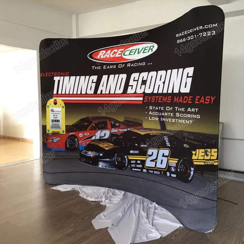 Изогнутая выставочная Стенд 10 футов из натянутой ткани выдвижной баннер с