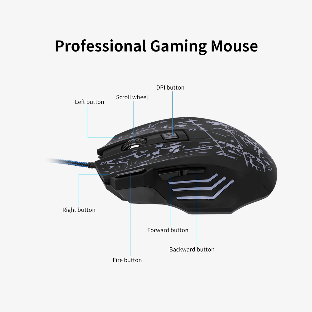 Проводная игровая мышь профессиональная мышь с 5 dpi 5500 dpi Игровые мыши с 7 кнопками эргономичная ручка RGB свет