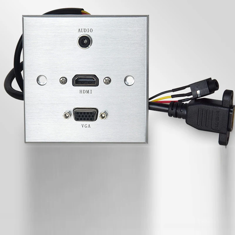 

Free Shipping Multimedia Panel Socket Aluminum Panel Socket Multifunction Information Panel with Audio,HDMI,VGA Size86mmx86mm