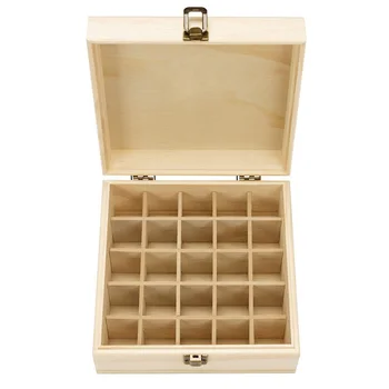 

25 Compartment Essential Oil Storage Box Wood Box Oil Bottle Essential Oil Wooden Storage Box with Metal Buckle with Logo