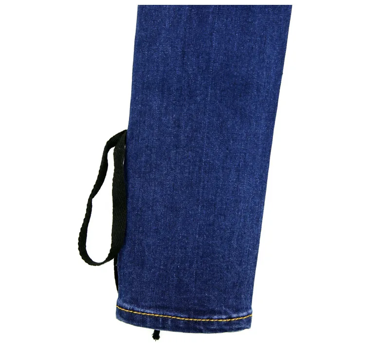 Новые женские джинсы с заниженной талией Разделение шить шнурок рваные женский синий повседневные джинсы женские Потертая джинсовая