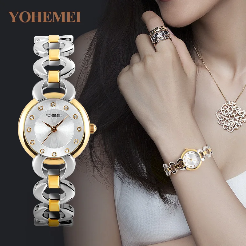 

YOHEMEI Luxury Brand Women Watches Fashion Diamond Wristwatches For Women Quartz Bracelet Watches Lady Clocks pink white black