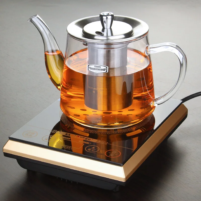 Théière spéciale pour cuisinière à induction, pot en verre, revêtement en  acier inoxydable, bouilloire à thé à fleurs