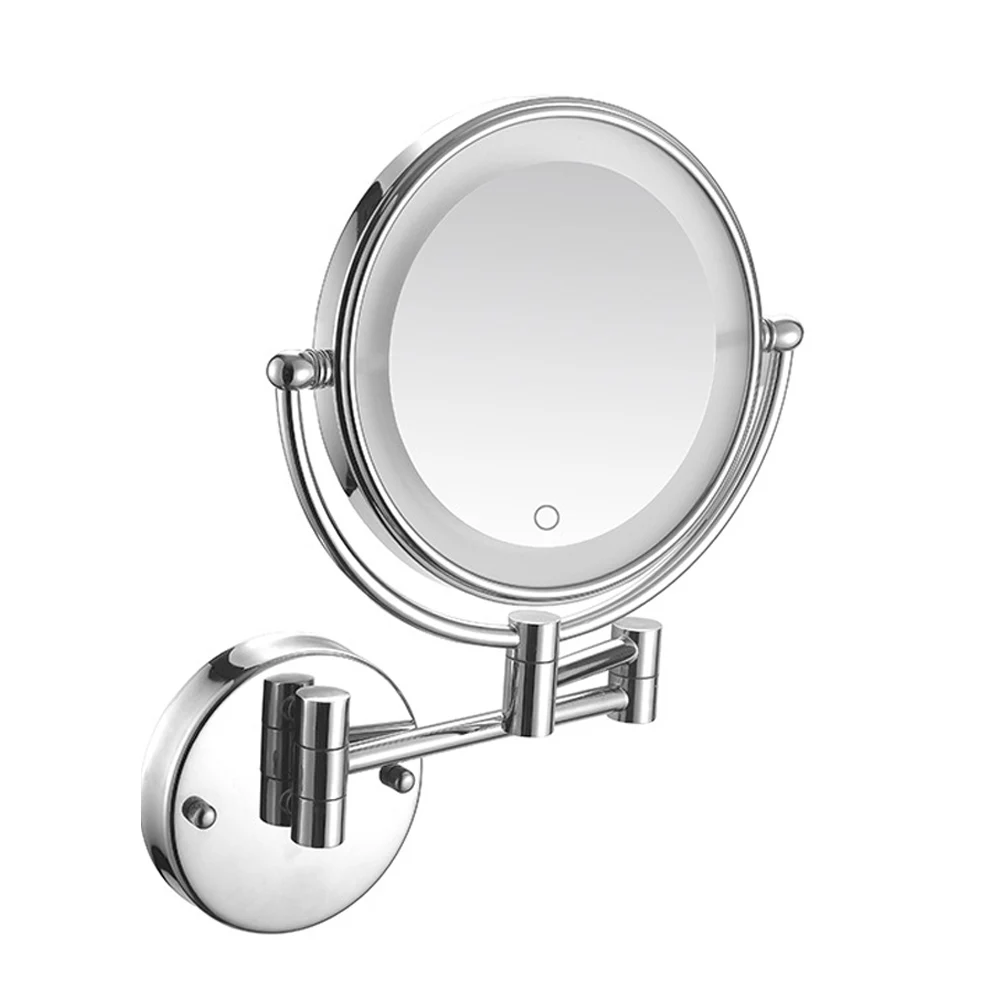Светодиодный настенный светильник ", круглый гибкий металлический зеркальный светильник, двухстороннее вращающееся 5X увеличительное зеркало для макияжа, ванная комната с подсветкой espejo