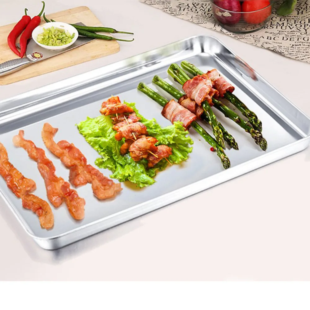 

Baking Dishes Pans Cookies Biscuits Bread Safer High Temperature Resistance Rectangular Baking Aluminum Baking Tray Tools