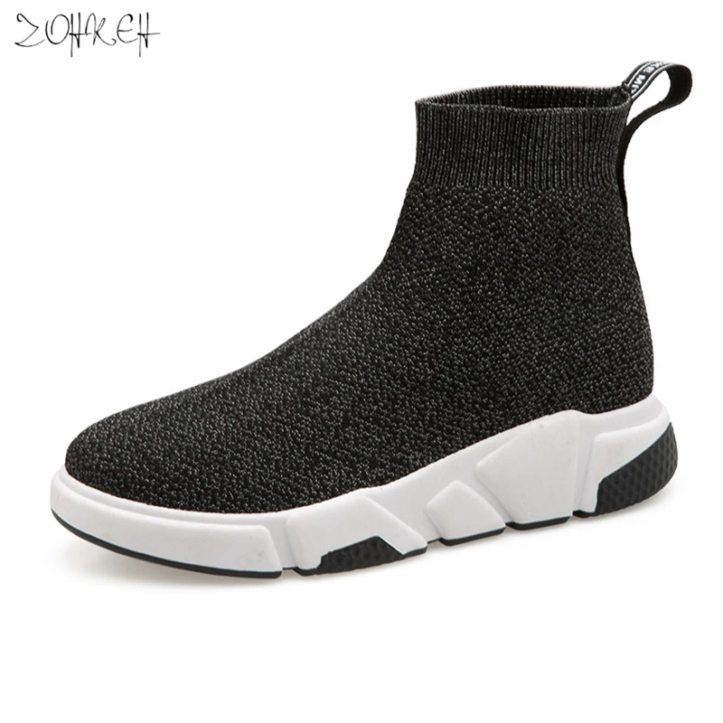 

2019 New Stretch Sock Shoes Woman Flats Fashion Bling Women Jogging Casual Shoes Elastic Sneakers Shoes Outdoor Female Loafers