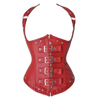 

Sexy Faux Leather Buckle Waist Trainer Tummy Control Women Waist Bodycon Corsets Cincher Slimming Body Shaper Girdle Costumes