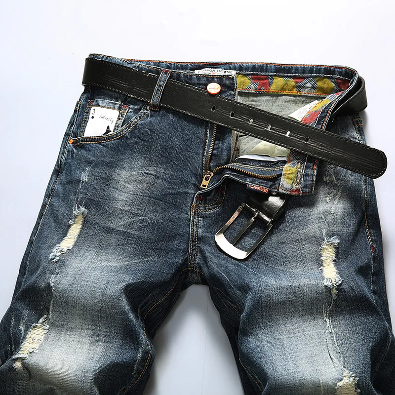 Новые летние большой Размеры Мужская одежда; красиво и модно джинсовые штаны 1/2 Для мужчин свободного покроя для большие размеры брюки, A135