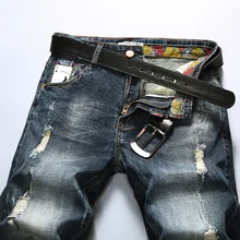 Новые летние большой Размеры Мужская одежда; красиво и модно джинсовые штаны 1/2 Для мужчин свободного покроя для большие размеры брюки, A135