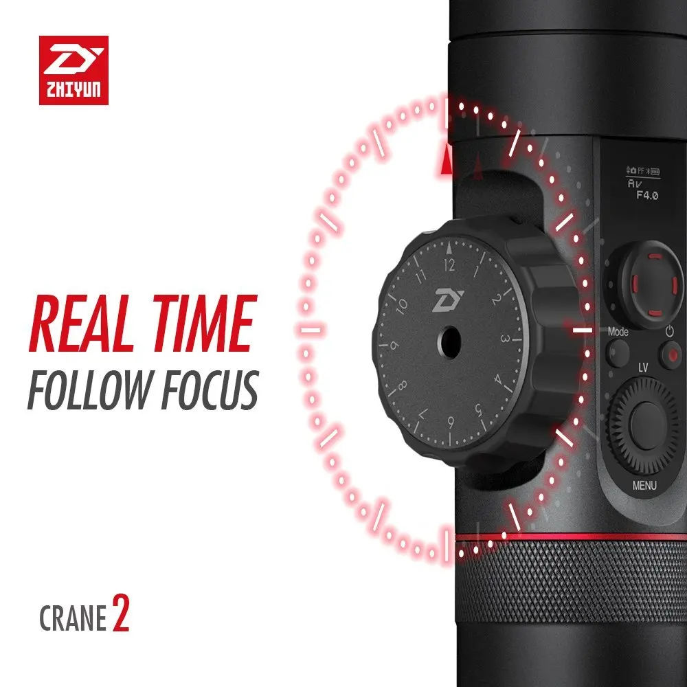 3 осевой Ручной Стабилизатор камеры Zhiyun Crane 2 с сервоприводом для непрерывного
