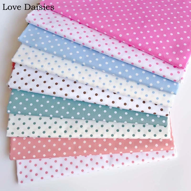 100 Cotton Twill Cloth Green Pink Brown Blue Orang White Polka Dot Fabric For Diy Bedding Cushion Patchwork Handwork Home Decor Aliexpress 100 Cotton Twill Cloth Green Pink