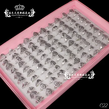 

Wholesale 100pcs Mixed Styles & Size Fashion Finger Rings Women Man Unisex Gothic Silver Metal Ring Punk Biker Jewelry