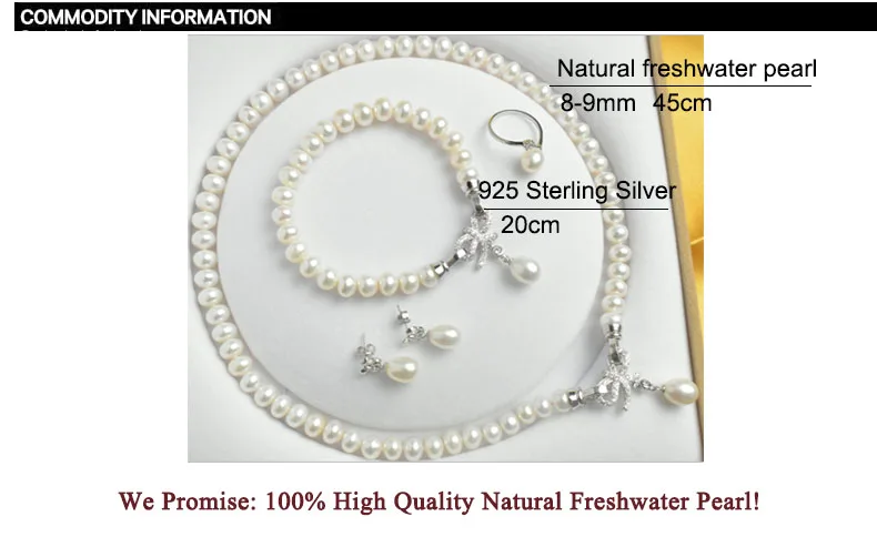 ZHBORUINI, ювелирные наборы из жемчуга, натуральный пресноводный 925 пробы, серебряные ювелирные изделия, бант, жемчужное ожерелье, серьги, браслет для женщин, подарок