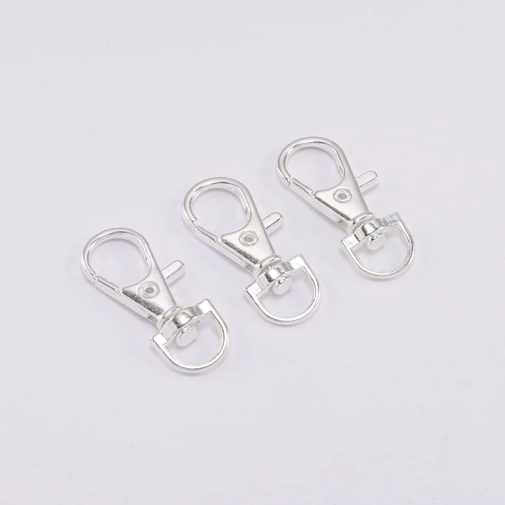 Lobster Clasps 10Pcs/Lot Swivel Lobster Clasp Hooks Keychain Split Key Ring Connector For Bag Belt Dog Chains DIY Jewelry Making Findings