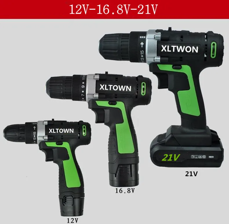 XLTOWN 12/16. 8/21v Аккумуляторная дрель многофункциональный мини Аккумуляторный