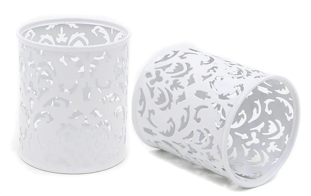 

2 Pcs 3-1/4 inch Dia x 3-3/4 inch High Round Floral Pen Holder , White