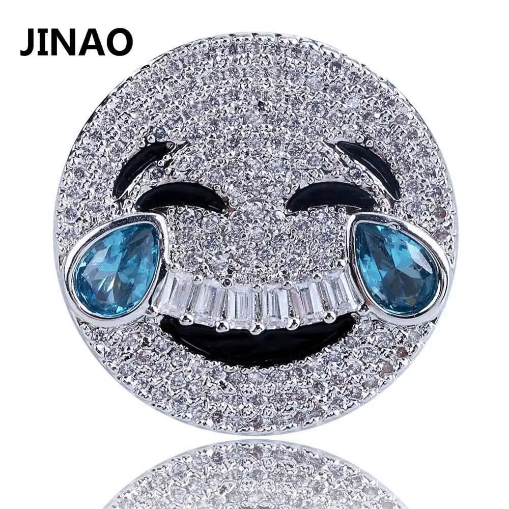 Smile JINAO, стиль, позолоченное кольцо в стиле хип-хоп, со льдом, CZ, камень, размер, доступный, с выражением улыбки, плач, кольцо, модные кольца на палец - Цвет основного камня: Smile