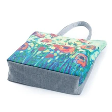 Шоппер для женщин Цветочная живопись модная Холщовая Сумка на плечо на молнии Новая повседневная большая сумка для покупок