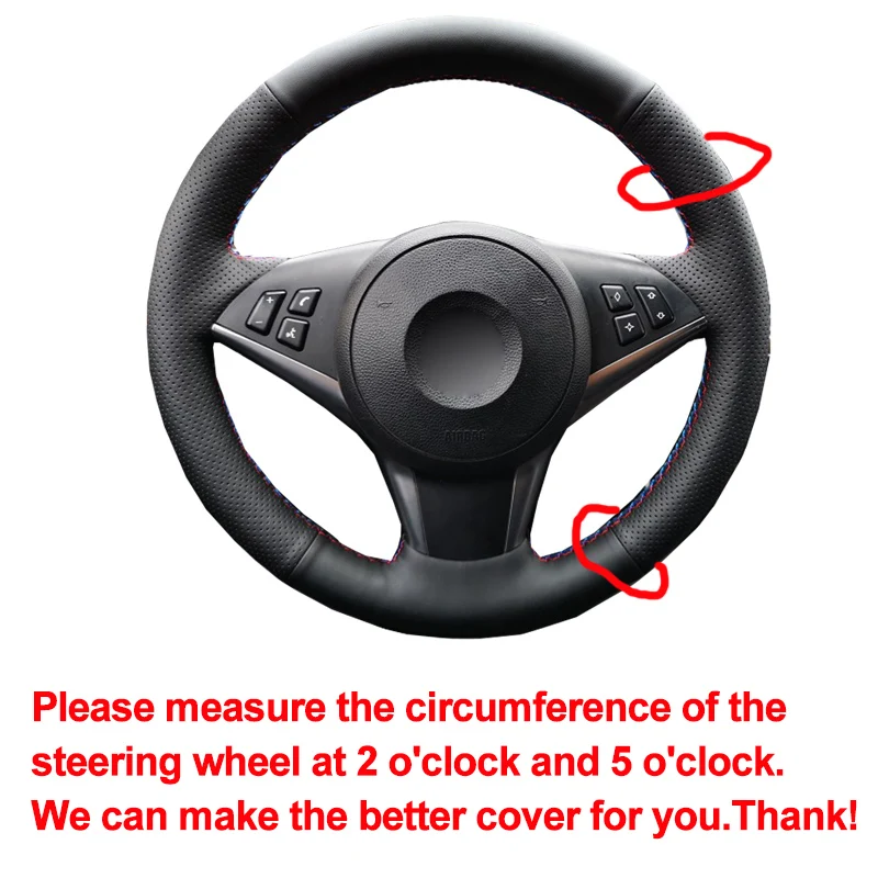 HuiER Hand Sewing Steering Wheel Cover For BMW E60 530d 545i 550i E61 E63 E64 – Microfiber Leather