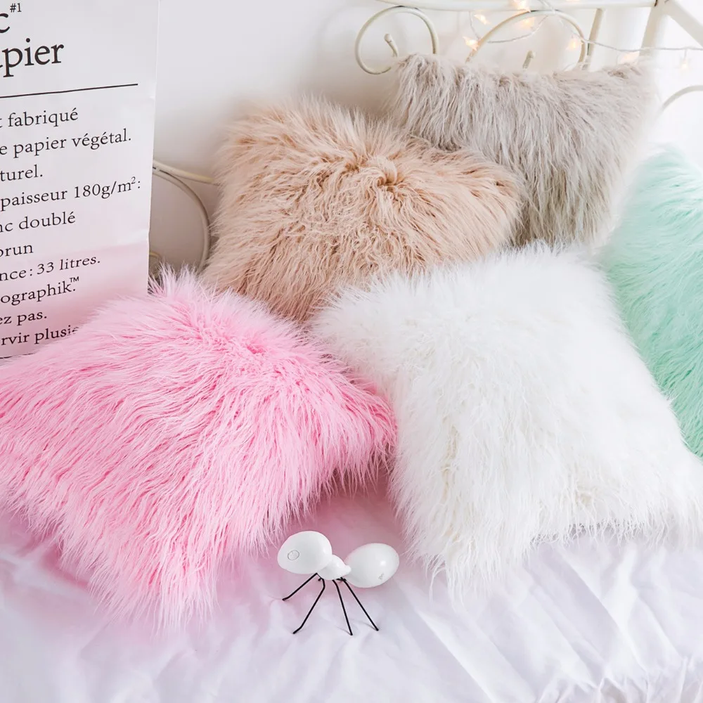

HOT!2019 Luxurious Lambs wool white European style Velvet pillow pillow cushion Home decoration sofa cushions Car Cushion