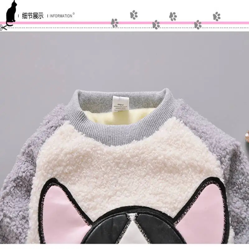 Winter Warm Thick Fleece Baby Sweaters Infant Cute Cartoon Animal Little Dog Kids Pullover Long Sleeve T-shirts Toddler Blouse (6)