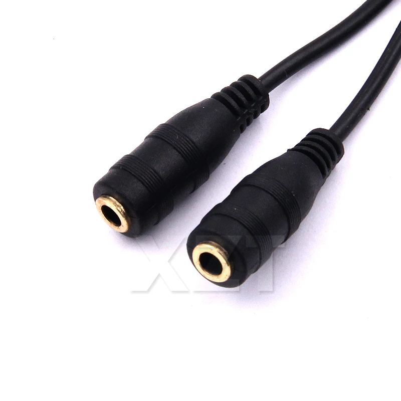 plated Audio Stereo Plug 3.5mm 1 Male to 2 Female Adapter Cable Spliter microphone and headphone