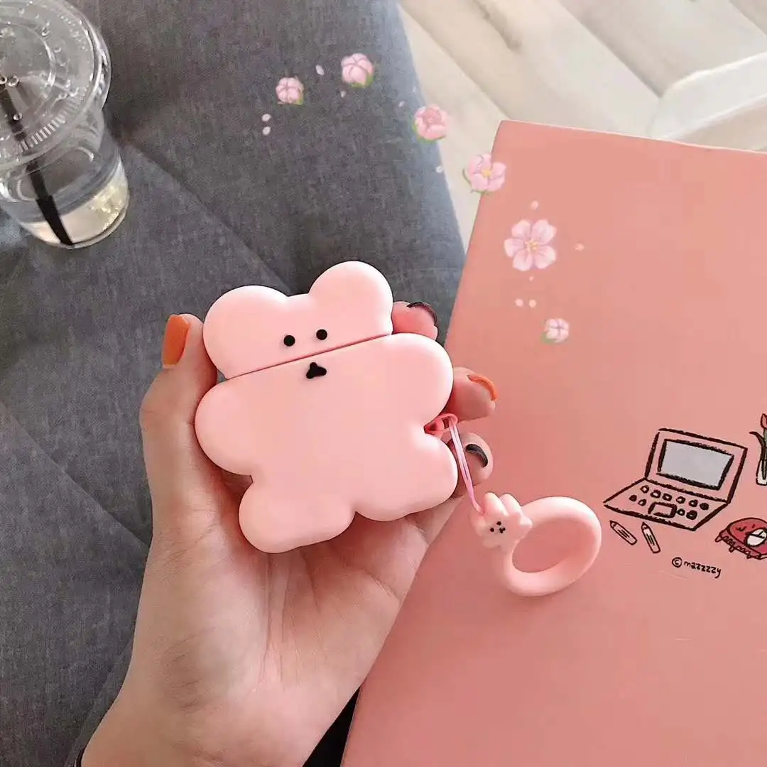 Корея 3D милый цвет медведь, Мягкий силикон для Apple AirPods 1 2 Bluetooth беспроводные наушники крышка зарядная коробка палец кольцо ремень