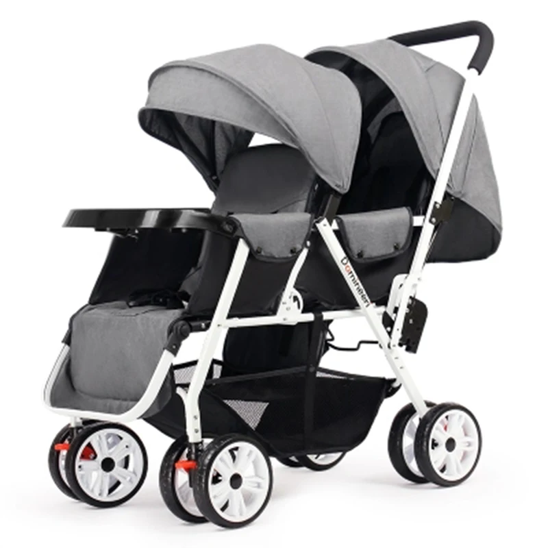 

Gentleman twin baby stroller front and rear seat double baby stroller lightweight folding can sit reclining baby stroller