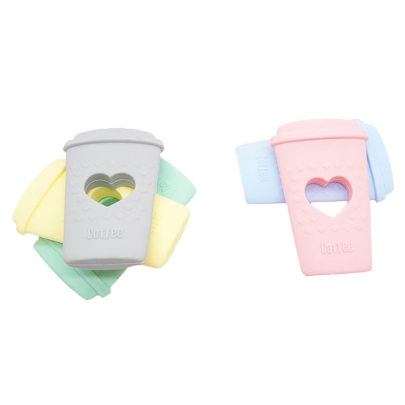 

Chenkai 10PCS Silicone Coffee Cup Teether Baby Teething Nursing Teether BPA Free For Infant Chewable Silicone Pacifier Accessory