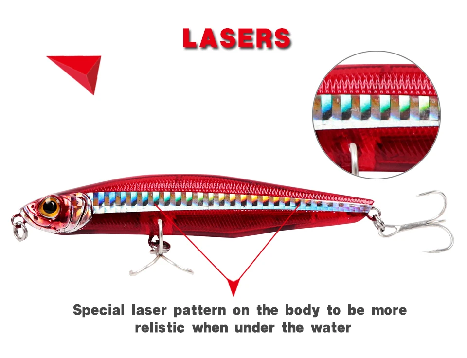 Kingdom Fishing Lures Hard Bait Slow Sinking Pencil 19.4g,85mm 29.7g,100mm Sea Bass China Artificial Lures Wobblers Model 5503 (5)