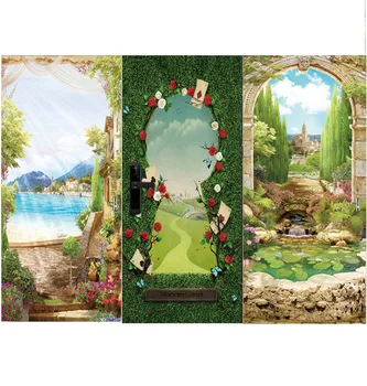 

Gardern Grass Mountain Green Door Murals Wall Mural Door Decals Wall Door Stickers Wallpaper Mural DIY Home Decoration