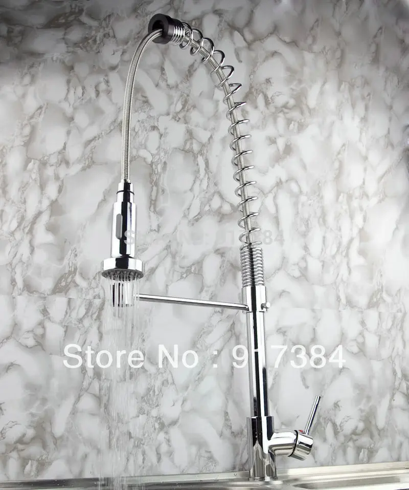 New Modern Stream Hot Cold Water Chrome Swivel Spout Pull out Spray Kitchen Single Hole Sink