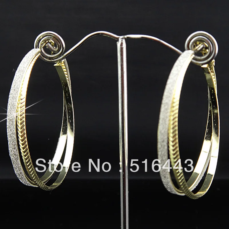 Очаровательные 6 пар модные золотые P матовые Двойные серьги-кольца для женщин бижутерия оптом A-683
