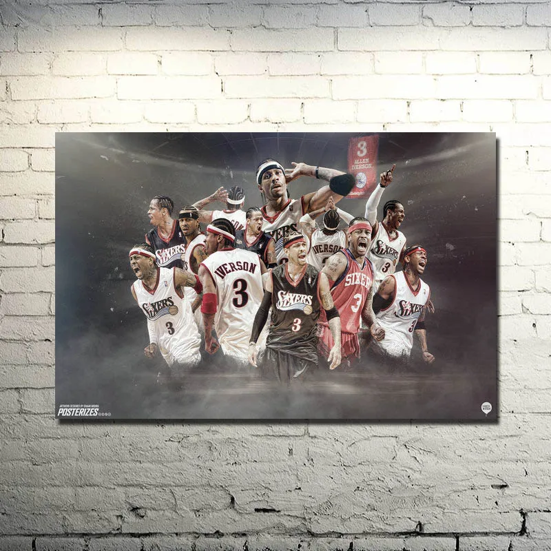 Allen Iverson Basketball Star Silk Cloth Poster 13x20 inch Basketball Pictures for Home Wall Decor 009