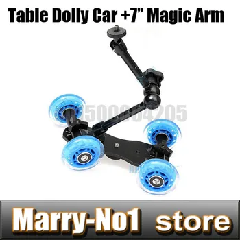 

Mini Desktop Camera Rail Car Table Dolly Car +7" 11'' Inch Articulating Magic Arm For canon 5d 6d 00D 650D 700D D610 D600 D810