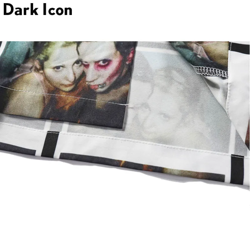 Мужская винтажная рубашка Dark Icon летняя с коротким рукавом и 3D принтом уличные