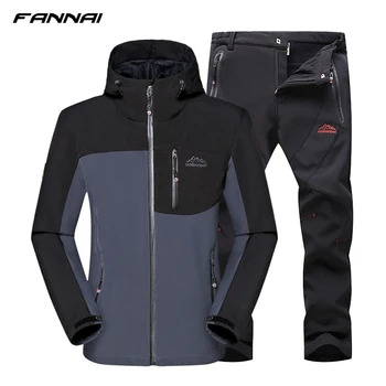 

2018 Men Winter Heated Softshell Fleece Jacket Waterproof Fishing Skiing Hiking Outdoor Trekking Camping Jacket Set + Pants 5XL