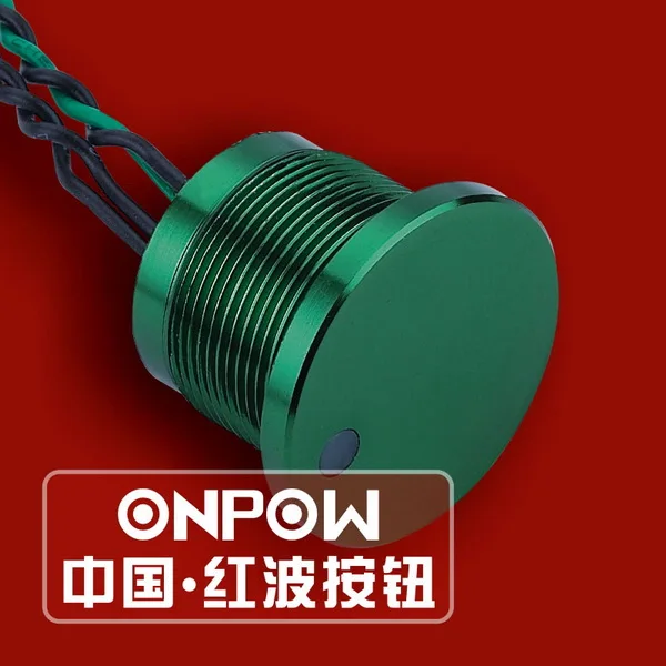 ONPOW 22 мм точечный светящийся мгновенный импульсный алюминиевый сплав зеленый