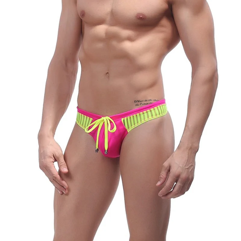 

Men's Sexy Swimming Briefs Mesh Patchwork G-string Swimsuits Surf Wear Thong Low Waist Board Shorts Bathing Suit Beach Wear