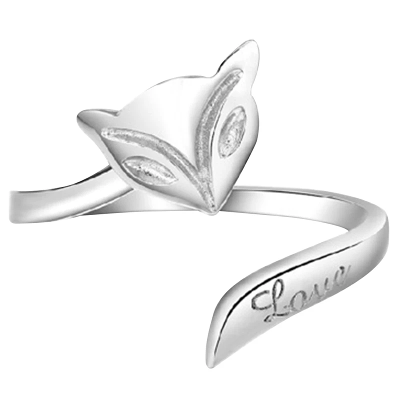 

Fashion Fox's Head Ring Cute Animal Open Fox Ring for Women Party Gift Simple Lovely Ring Fox Wedding Gifts Mens Jewelry