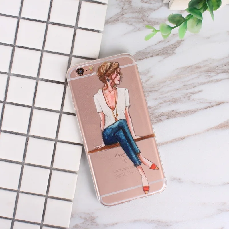Case for iphone 5s 5 se 6 6s 7 7 plus beautiful girl Phone Cases Funda Cover Coque Clear TPU 15