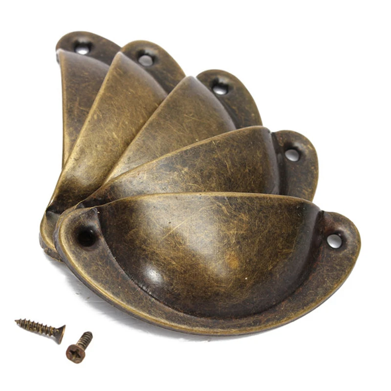 Tonsiki 20PCS Retro Metal Kitchen Drawer Cabinet Door Handle Furniture Knobs Hardware Cupboard Antique Brass Shell