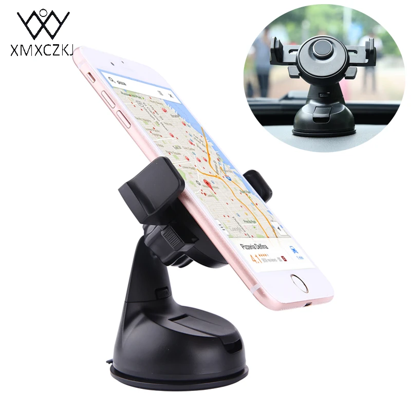 

XMXCZKJ Car Phone Holder Adjustment Auto Clip Cell Phone Stand Dashboard Windshield Suction Cup Mount Holder For iPhone Samsung
