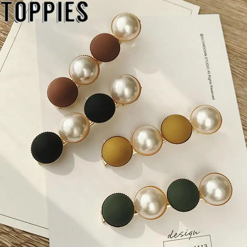 

2019 New Women Pearl Hairpins Retro Elegant Pearl Hair Clips Ivory Champagne Color Women Hair Accessories