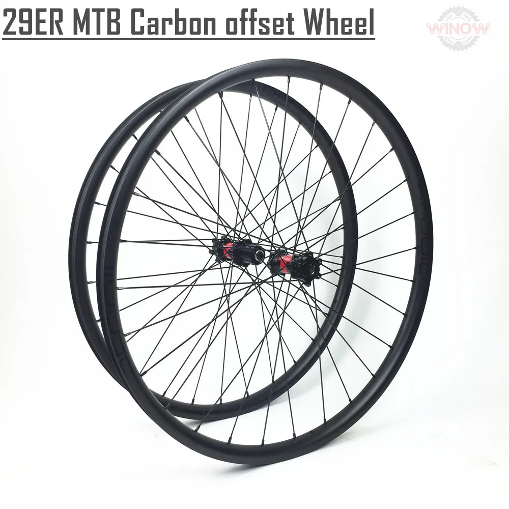 

Winowsports 29er carbon mtb wheel XC 29 moutain bike asymmetric hookless tubless rim super light weight 29inch wheel