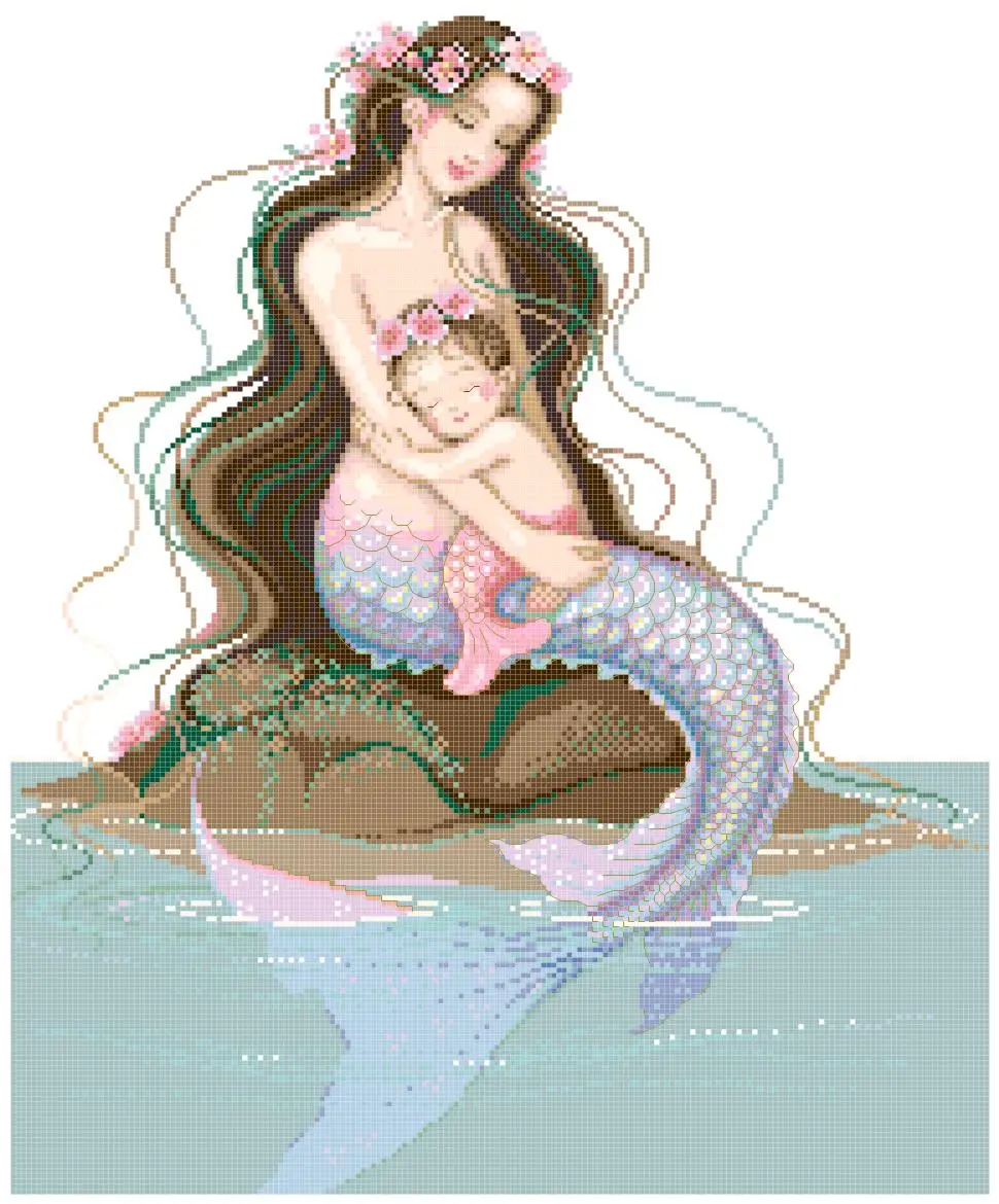 Mermaid diagrams. Pinn русалки. Pinn 36 Русалочка. Набор для вышивания Пинн. Mermaid mother and daughter Pinn вышивка крестом.