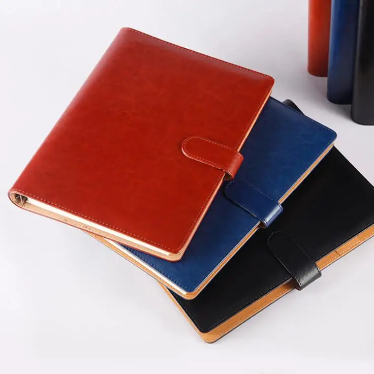 PU Leather A5 B5 Loose-leaf Spiral Business Notebook Hardcover Agenda Journals Line Sketchbook Diary Memo Planner Notepad