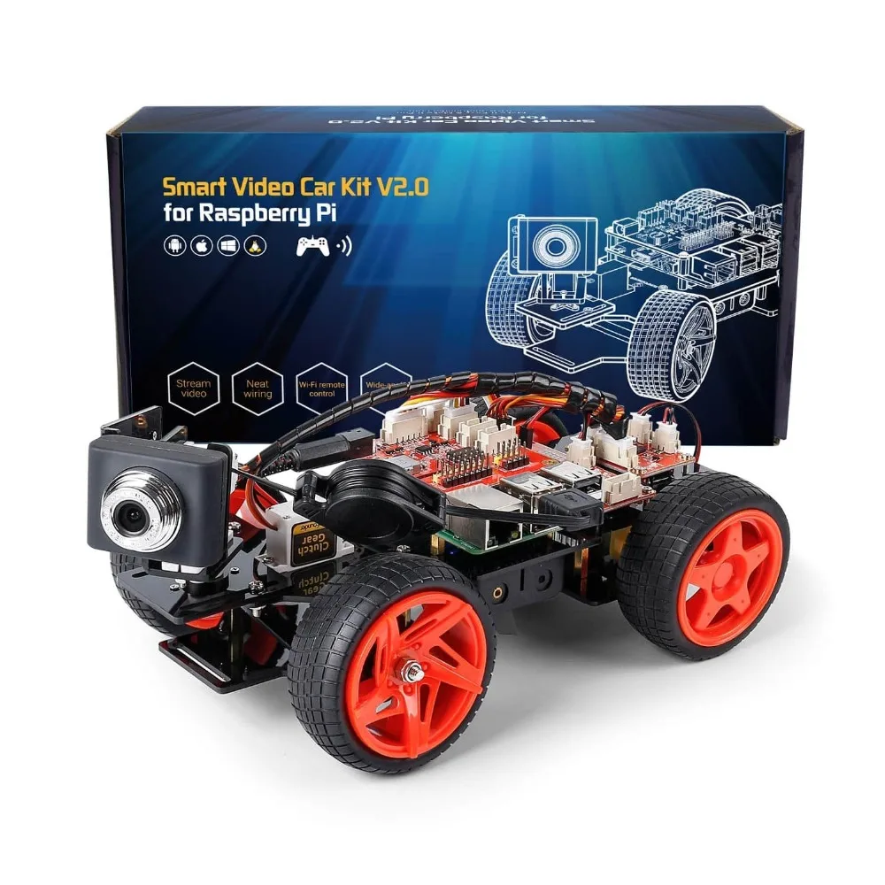 SunFounder Raspberry Pi Smart Video Car KitV2.0 графическое визуальное Программирование язык дистанционное управление по UI на Windows/Mac и веб