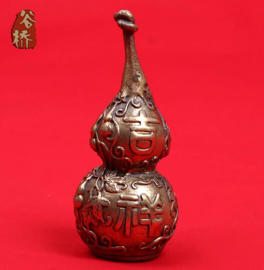 

B0601 417Bronze sculpture, crafts jushi gourd decoration lucky copper gourd accessories handmade bronze sculpture, statue